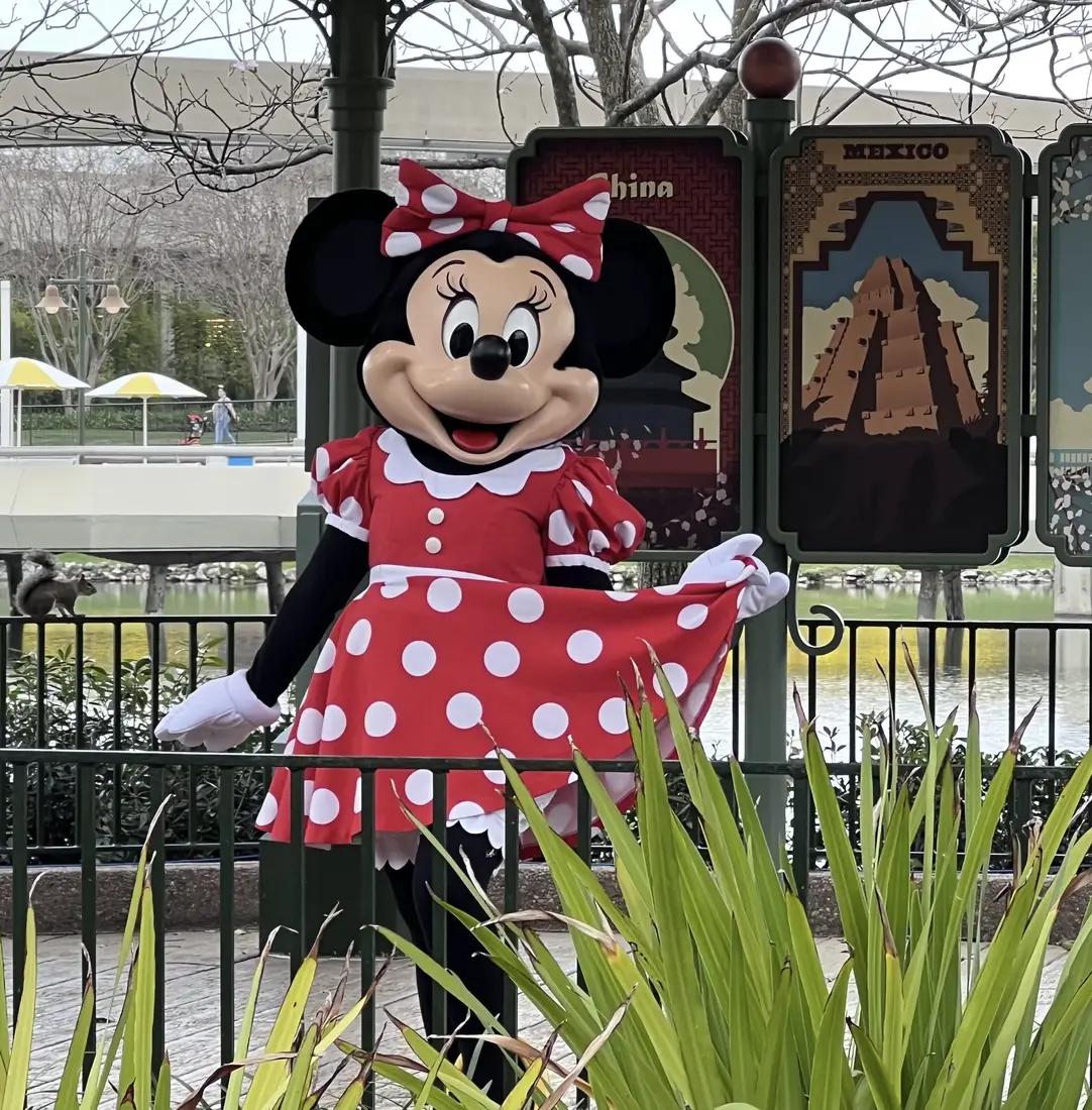 Minnie Mouse greeting guests at EPCOT