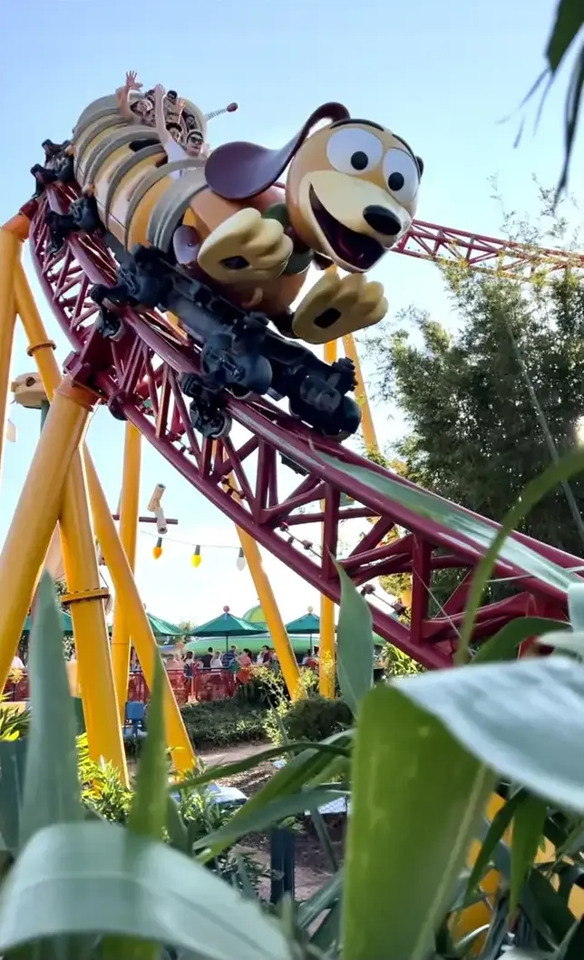 The complete Slinky Dog Dash train and track in Toy Story Land