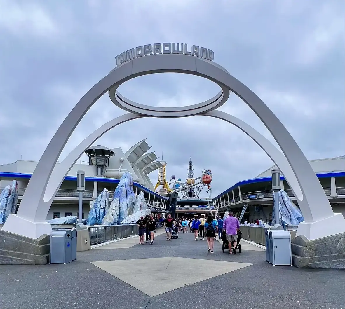 The full Tomorrowland entrance at Magic Kingdom