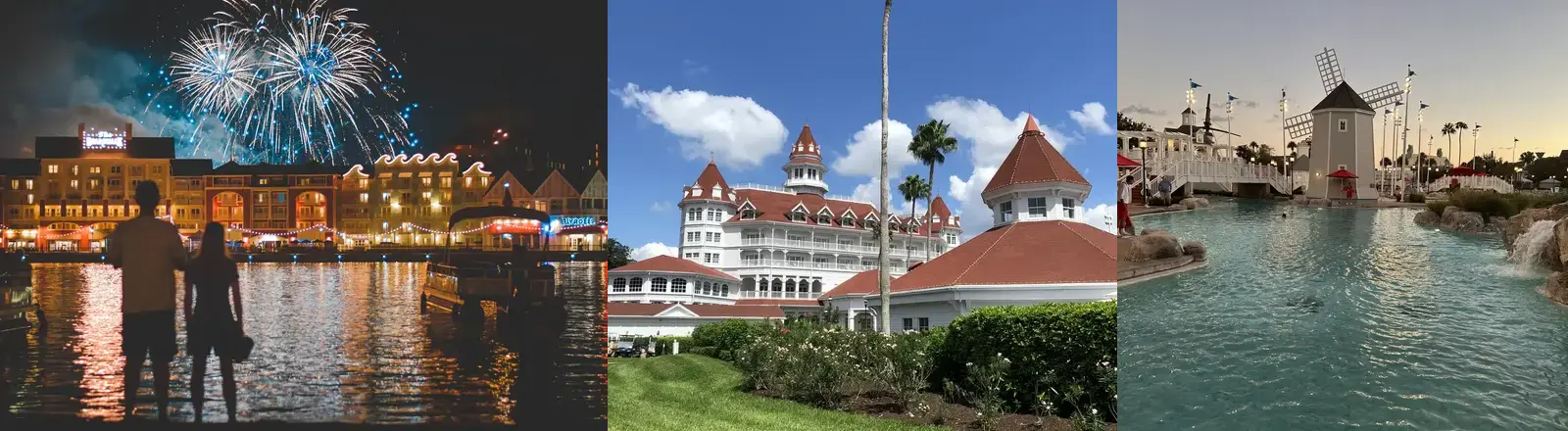 Disney Deluxe Resort collage featuring BoardWalk Inn, Grand Floridian and Yacht Club